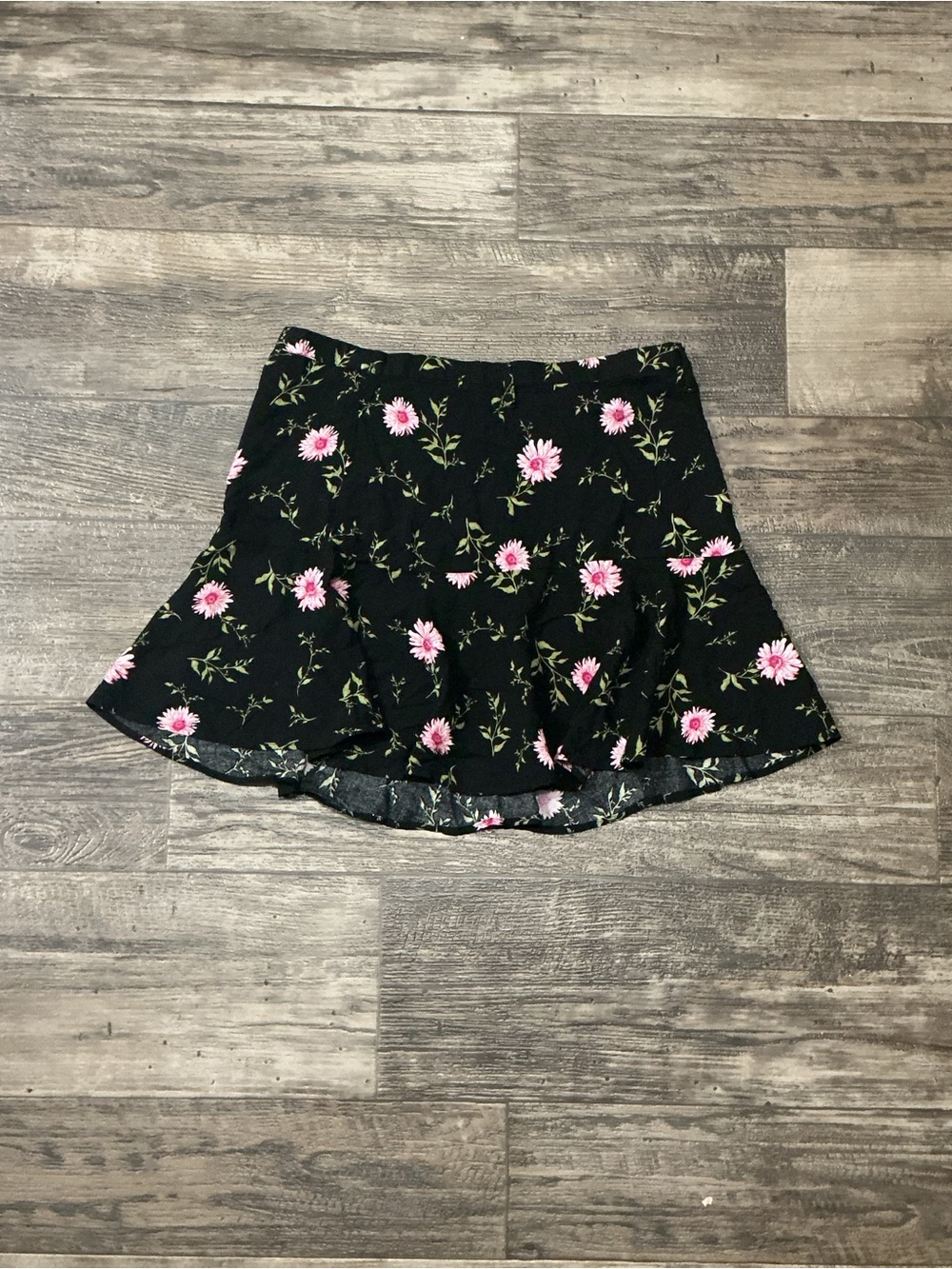 SO Black Skater Skirt with Pink Daisy Print